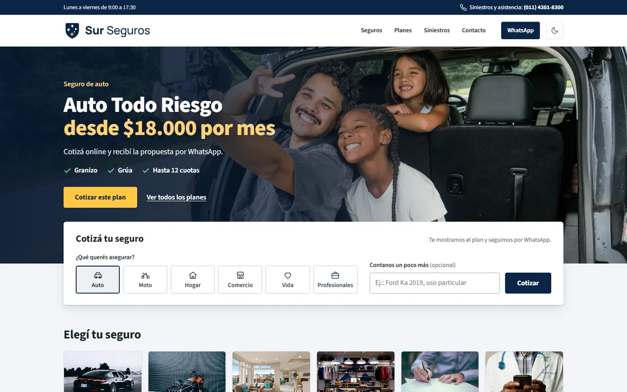 Portada de la demo de seguros