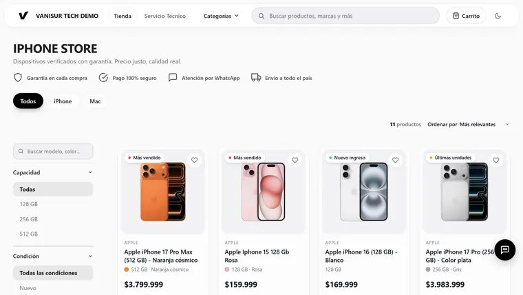 Demo de tienda online: catálogo de productos